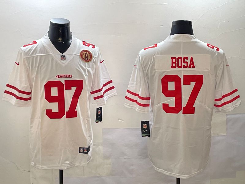 Men San Francisco 49ers #97 Bosa White Second generation 2024 Nike Limited NFL Jersey style 5